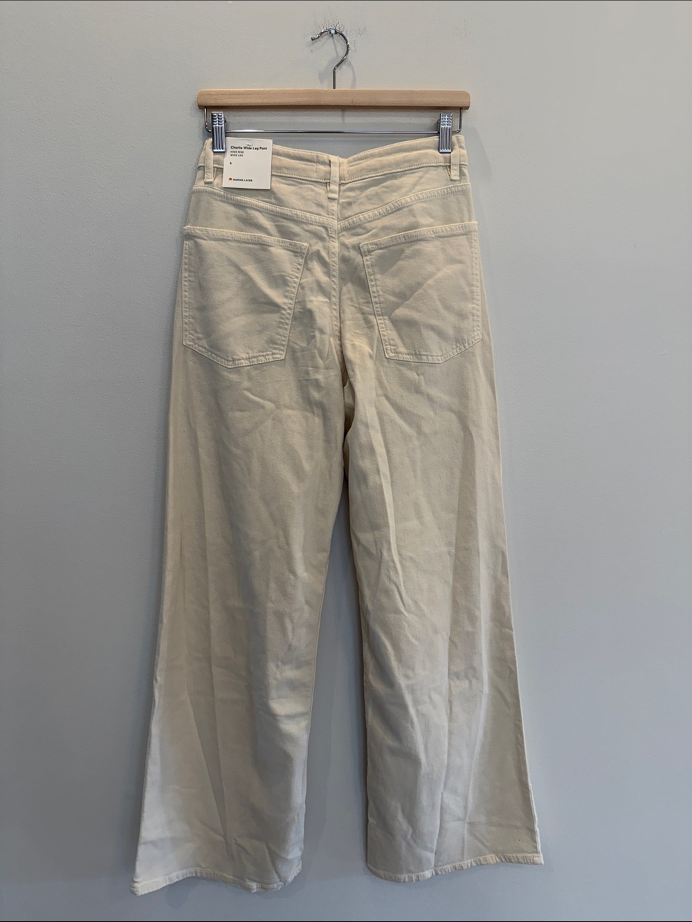 New NWT Marine Layer Charlie Wide Leg Pant High Rise Cream Ivory Size 6 - Picture 5 of 9
